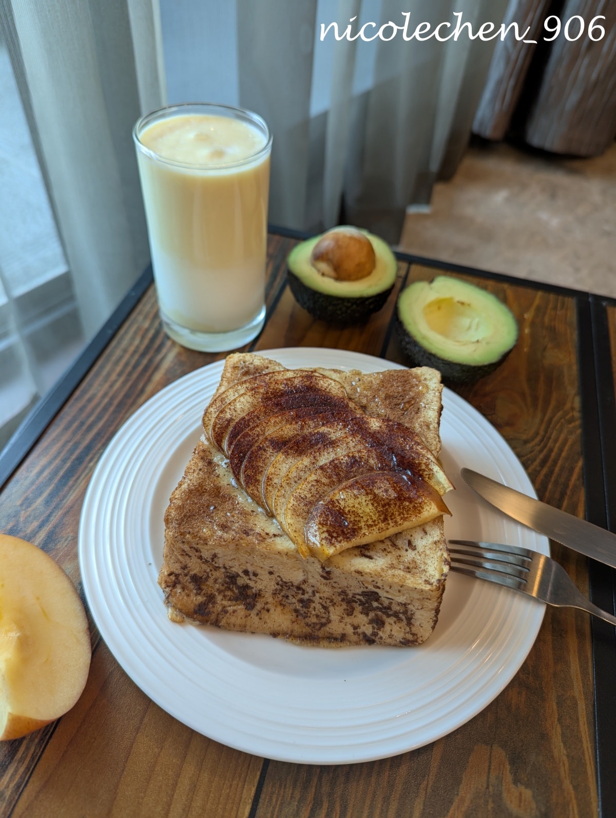 ﹝食譜分享﹞蘋果肉桂厚法國吐司∣不需要技巧 新手友善食譜∣浸泡到隔天最軟嫩好吃∣還可以搭配一球冰淇淋∣在家就可以做出像咖啡廳的早午餐∣ - 第8張圖